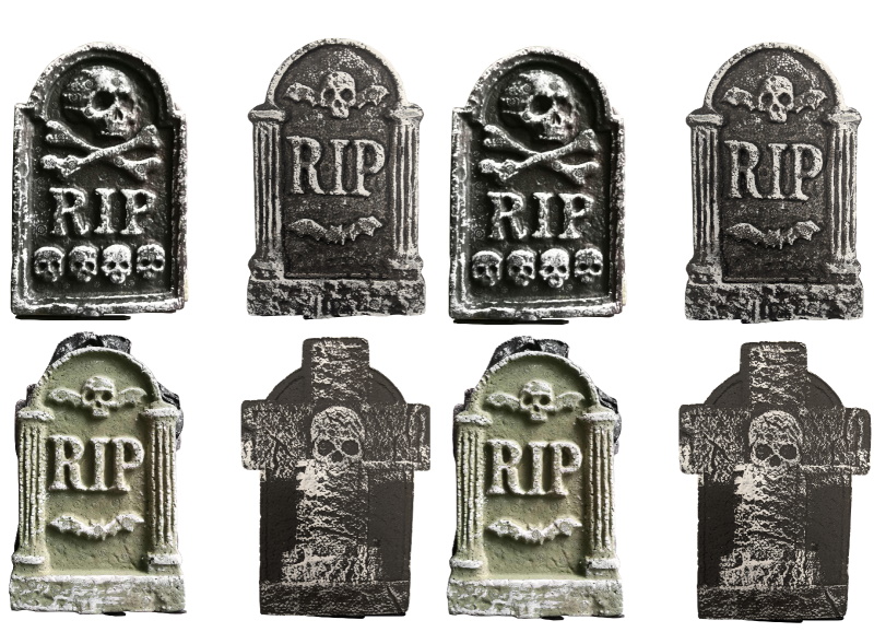 8 x Polystyrene Tombstones Gravestones Headstones Halloween Decorations