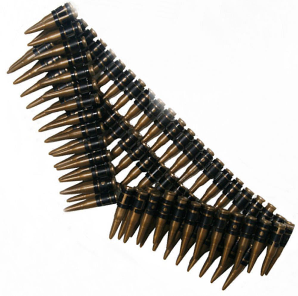  Plastic Toy Fake Bullet Belt Army Solider Rifle Sash Approx 98  Bullets Black, Gold : Clothing, Shoes & Jewelry