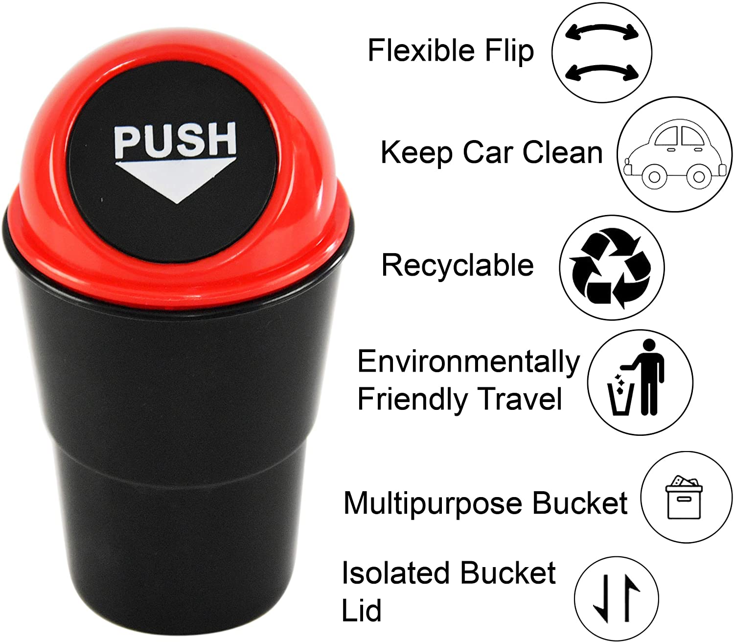 xuenair 2 Pack Mini Car Trash Can with Lid and 90 Bags, Cup Holder Trash Can