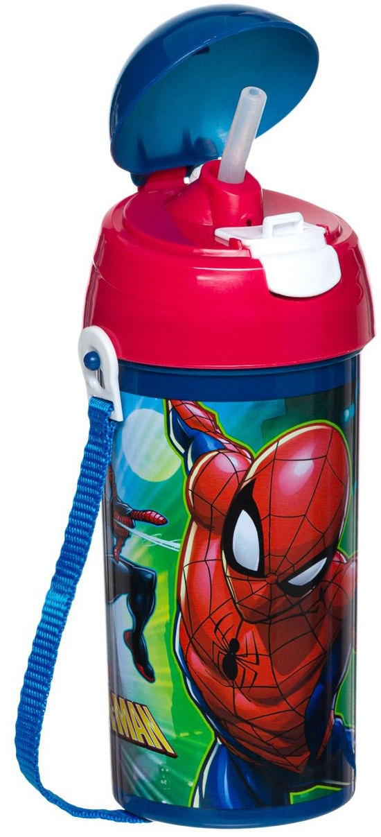 Spider-Man Water Bottle 500ml Leakproof with Straw