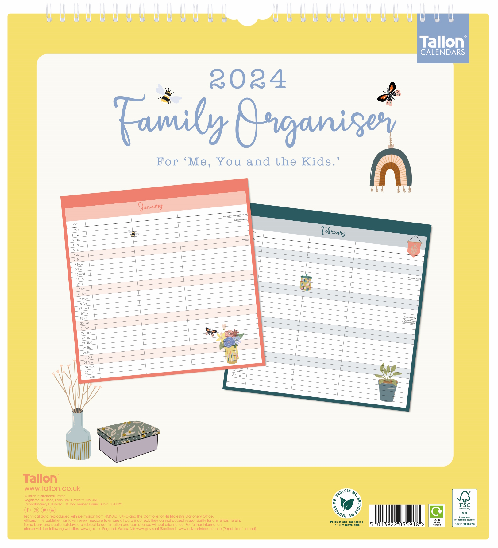 Essential A4 Week-to-View Family Organiser 2024